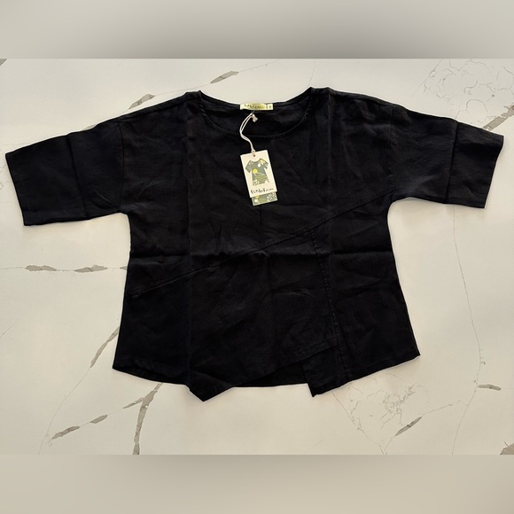 NWT Chalet et Cici Black Linen Elysia Top - Size Small - Picture 6 of 9